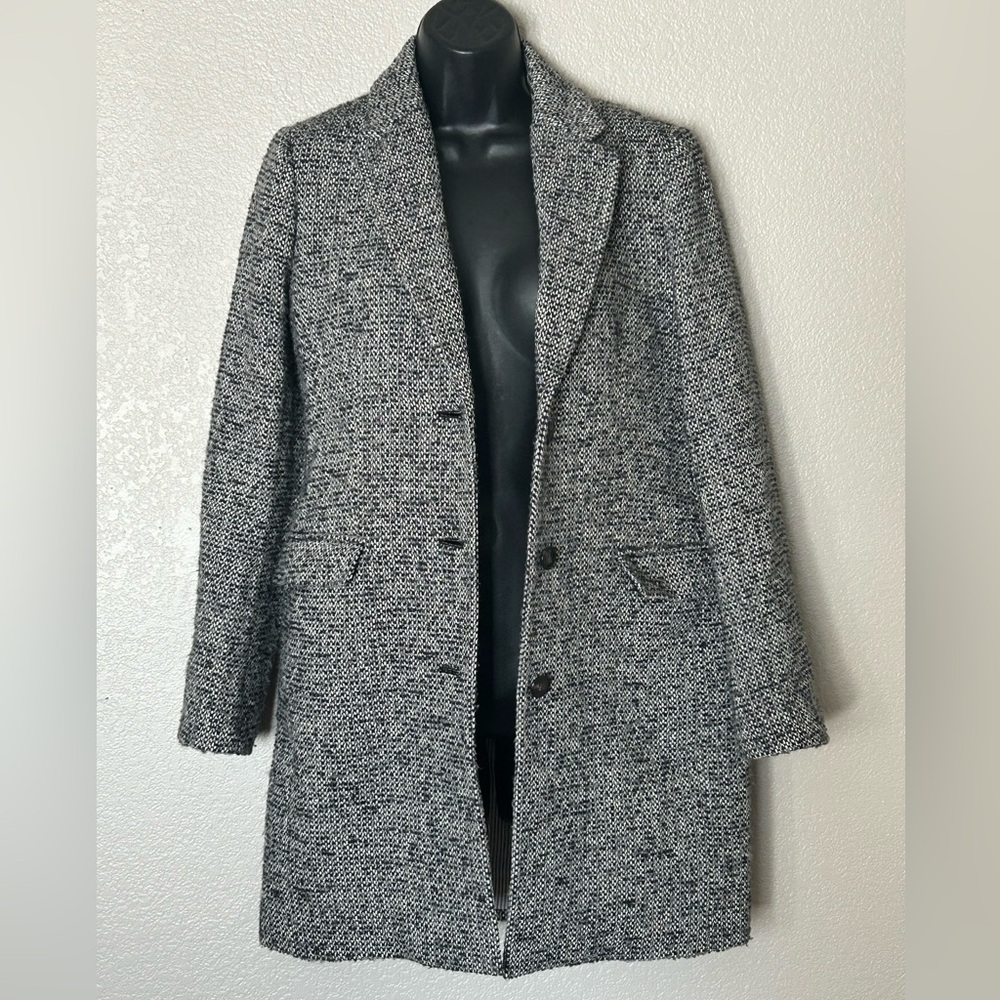 J. Crew Women's Tweed Tailored-Fit Mid-Length Wool Blend  Topcoat Sz 0